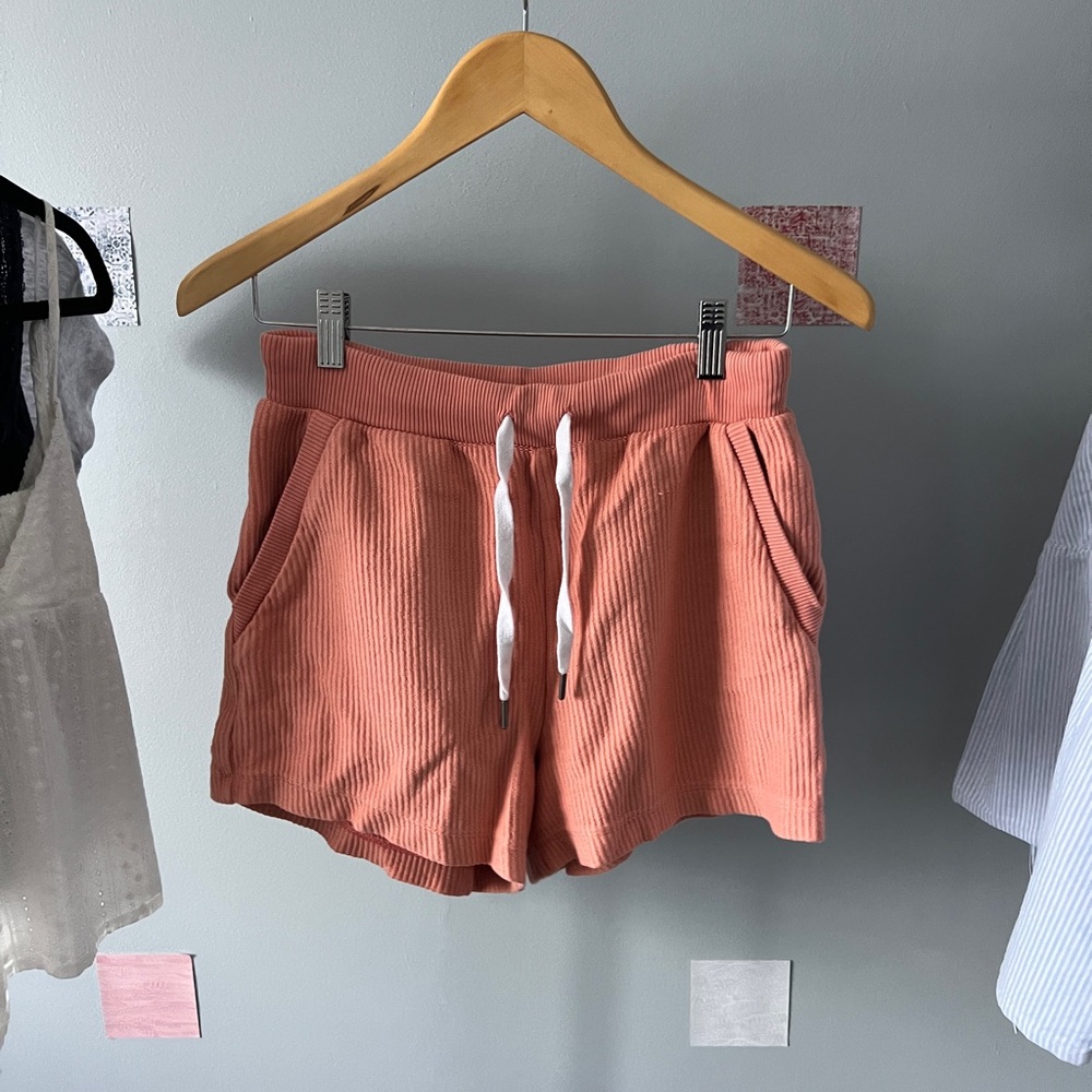 Aerie coral ribbed sweatshorts